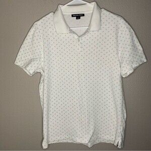 Michael Kors white paisley print polo collared top men’s size small